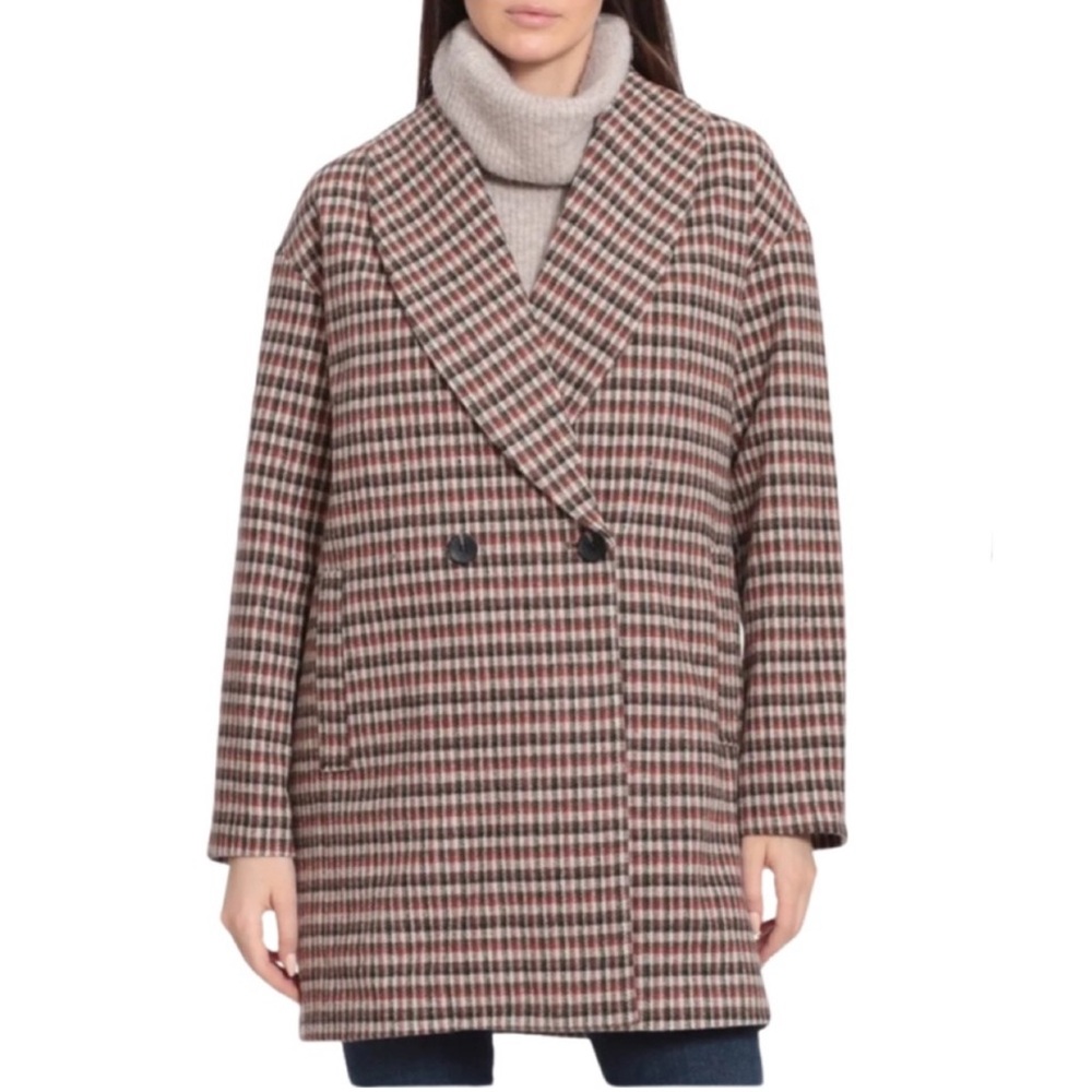 Avec Les Filles Plaid Trench Coat - Brown and Black